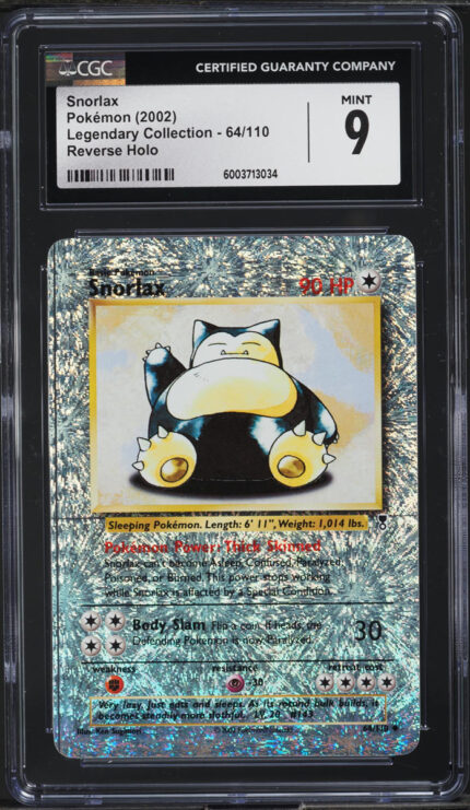 2002 Pokemon Legendary Collection Reverse Holo Snorlax #64 CGC 9 MINT