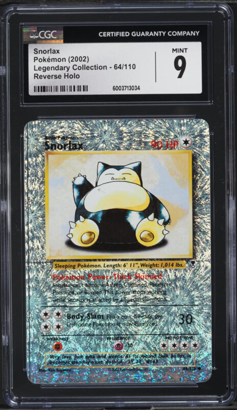 2002 Pokemon Legendary Collection Reverse Holo Snorlax #64 CGC 9 MINT