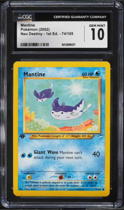 2002 Pokemon Neo Destiny 1st Edition Mantine #74 CGC 10 GEM MINT