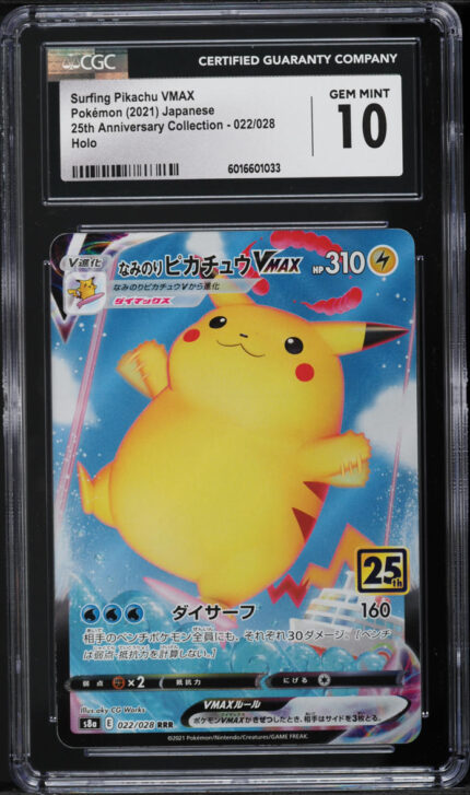 2021 Pokemon Japanese 25th Anniversary Surfing Pikachu VMAX #22 CGC 10 GEM MINT